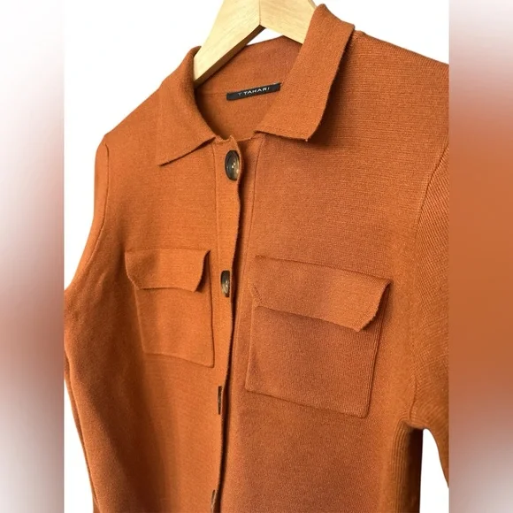 T Tahari Collar Button Front Cardigan - Picture 4 of 6
